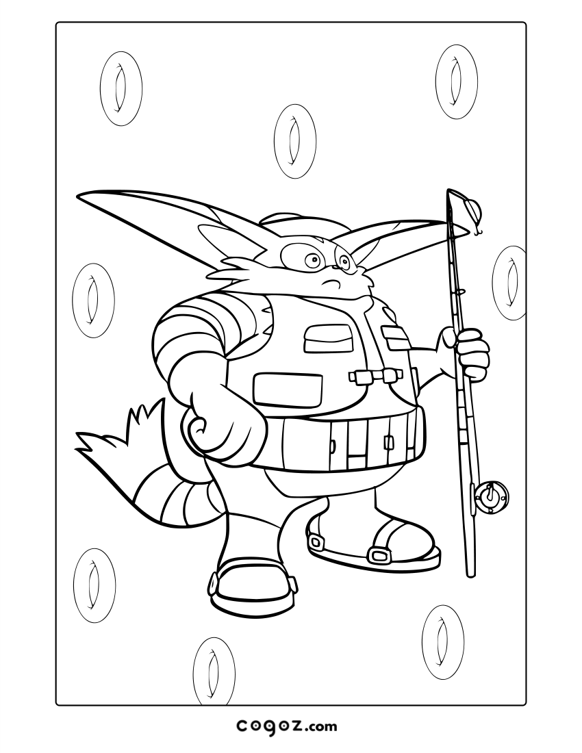 Big the Cat holding a fishing rod and wearing tactical gear.


