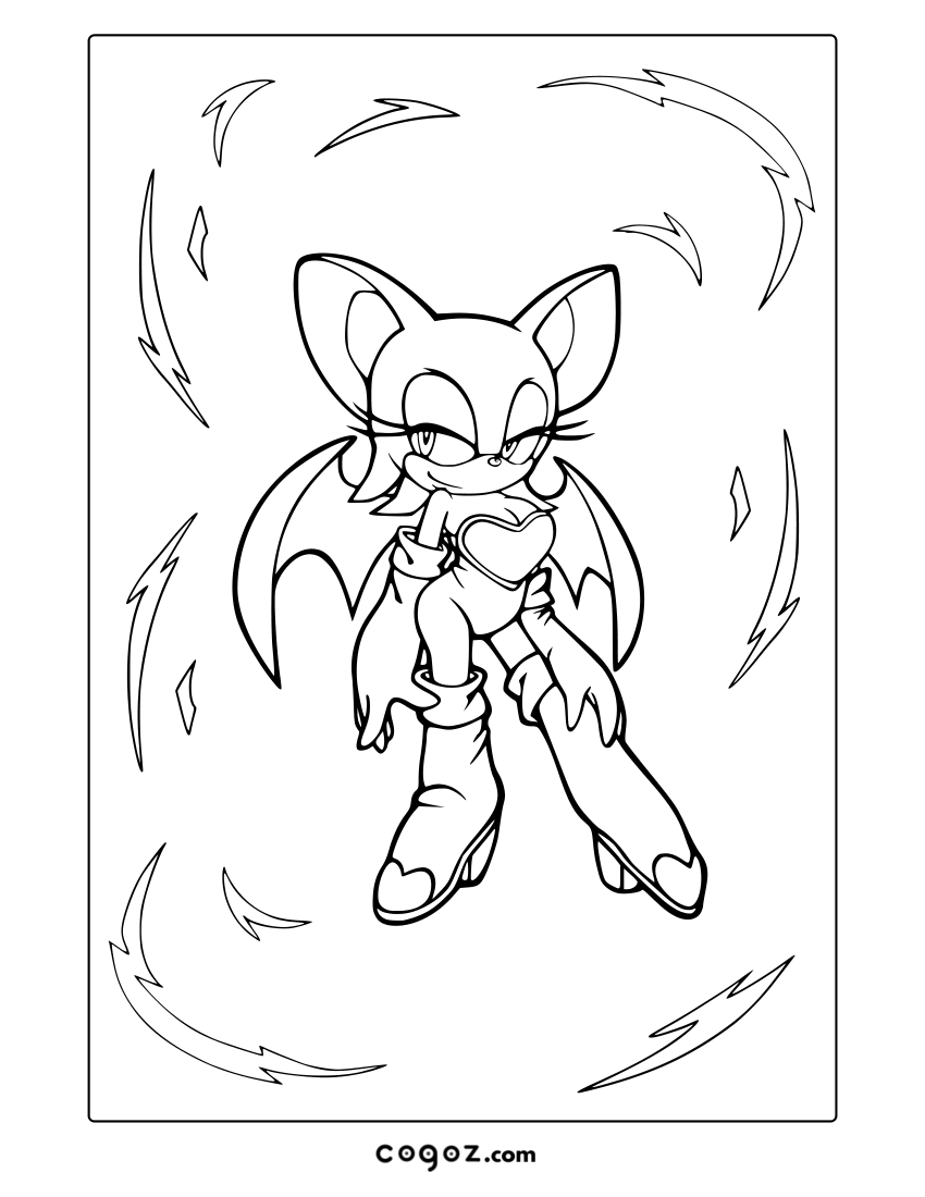 Rouge the Bat with motion effects and diamond accents.