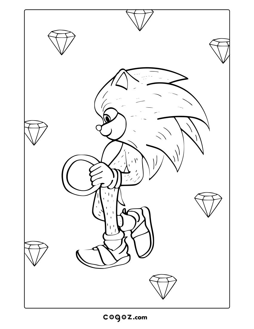 Sonic holding a large silver ring, inspired by the Sonic 2 movie.