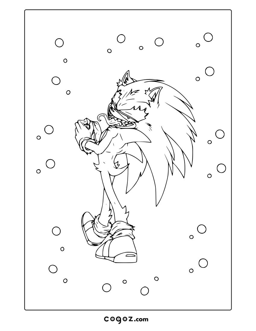 Sonic Exe in a creepy pose with glowing eyes and intense background.