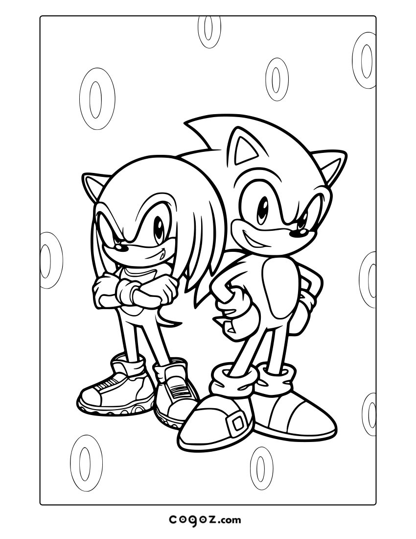 Sonic and Knuckles side by side, one playful, one serious.
